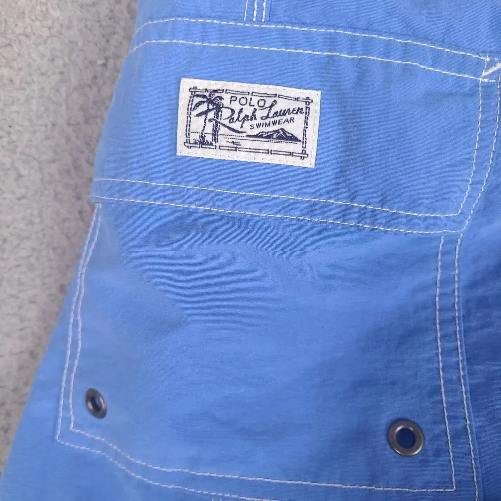Vtg Polo Ralph Lauren Swim Trunks Shorts Mens Medium 32‎ Waist Blue Mesh Lined
